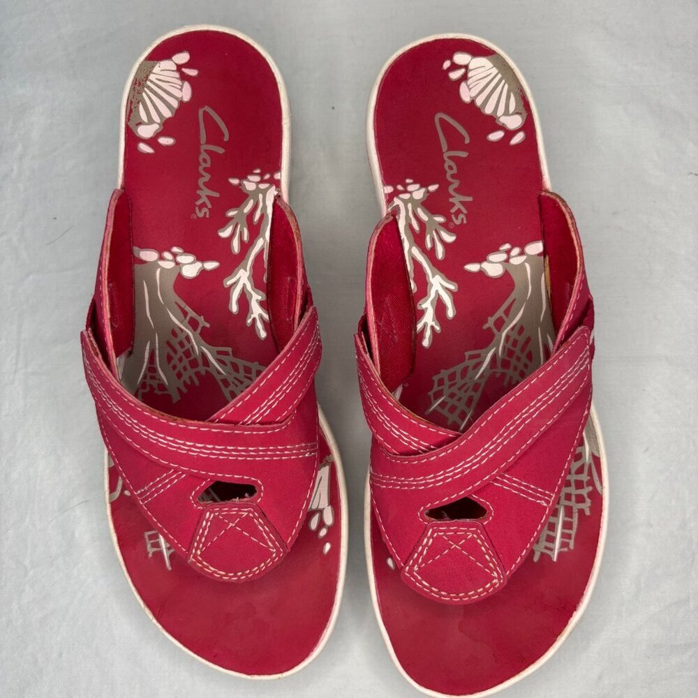 CLARKS Slip On Sandal Womens 6 Pink Coral Shell Beach Summer Pool - Picture 2 of 5